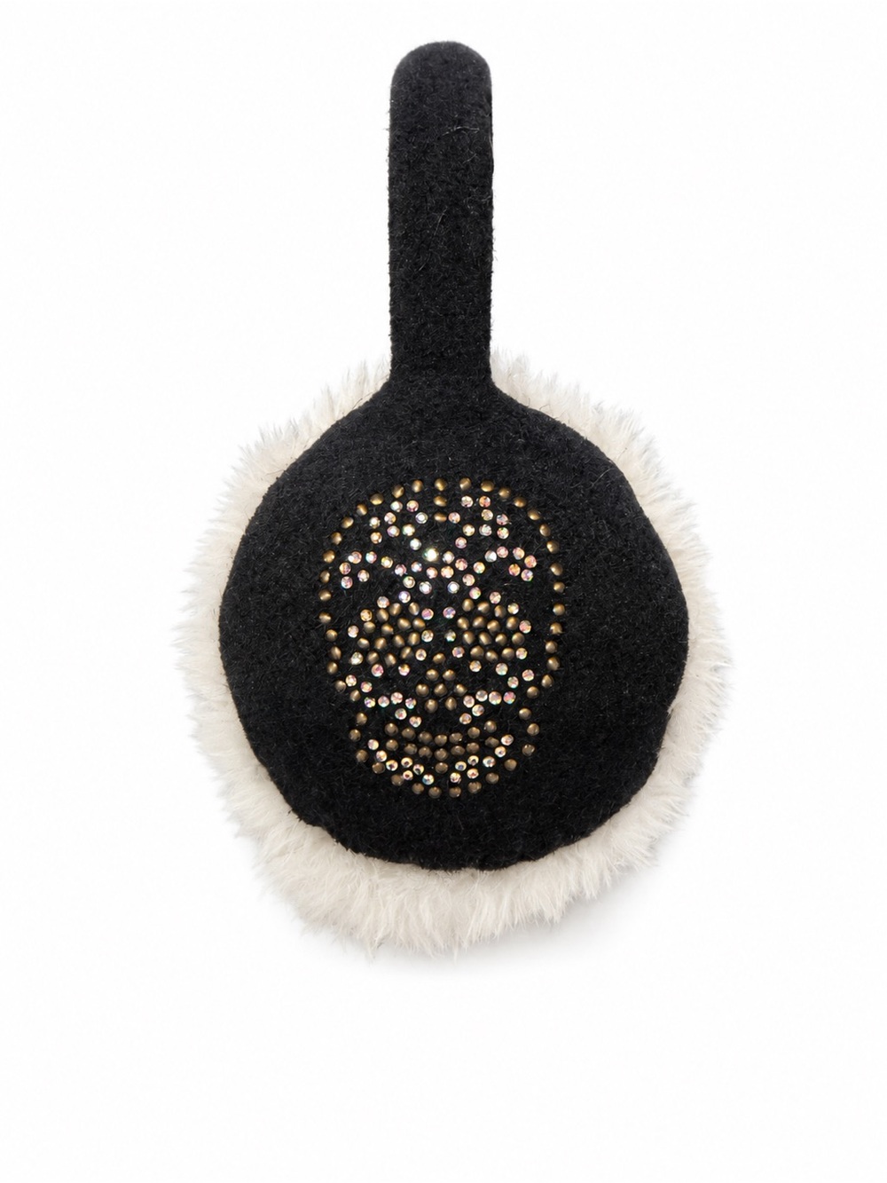 Black Skull Rhinestone Faux Fur Earmuffs